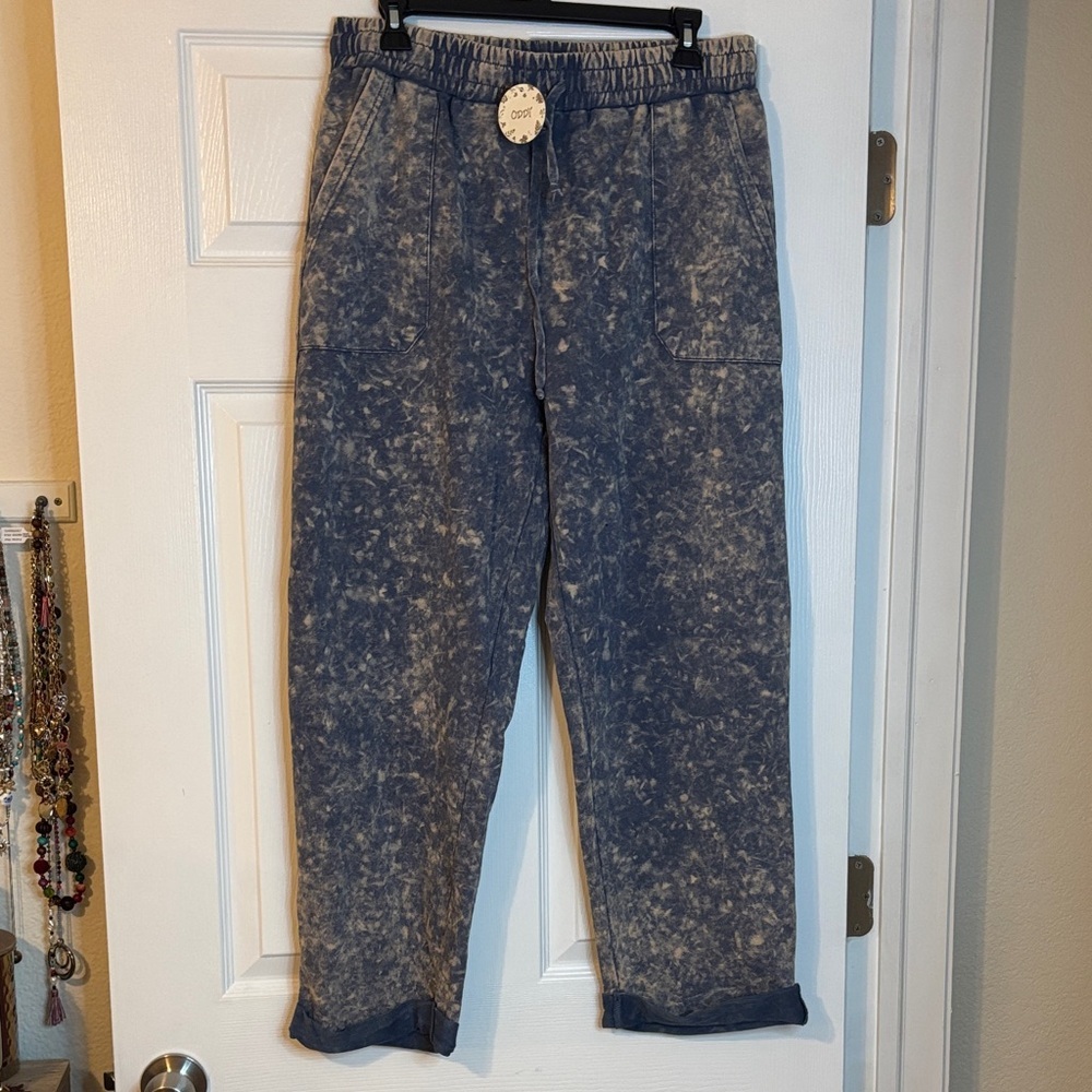 Oddi Blue Acid Wash Joggers